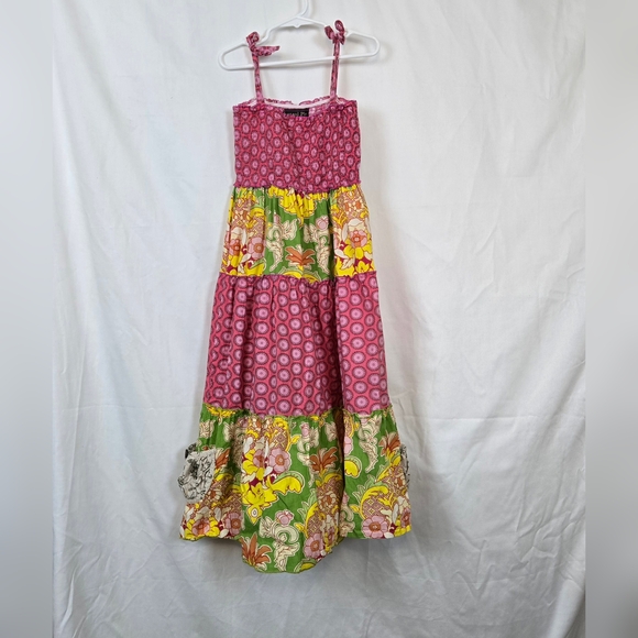 Mustard Pie Other - Mustard Pie Girls Pink Floral Multicolored Ruffled Tiered Sleeveless Dress Sz 10
